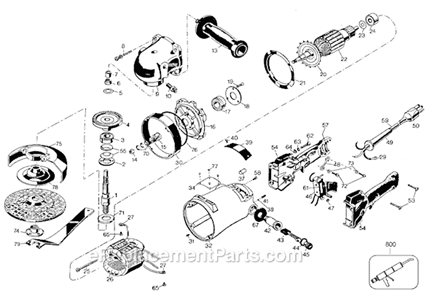 Page A Diagram and Parts List for 5590 Type 1 Black and Decker Angle Grinder